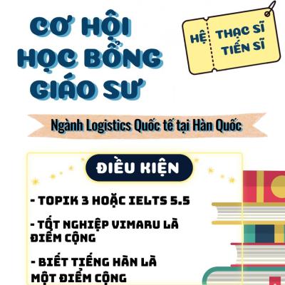 Học Bổng Giáo sư Hệ Thạc Sỹ - Tiến sỹ Ngành Logistics Quốc tế T9/2026